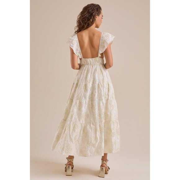 NWT Altar’d State Athena Shimmer Maxi Dress Cream-Gold Women’s Size Small - Picture 3 of 8